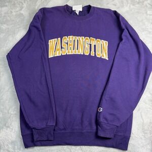 CHAMPION Vintage Y2K Washington Huskies Mens M Purple Embroidered Sweatshirt
